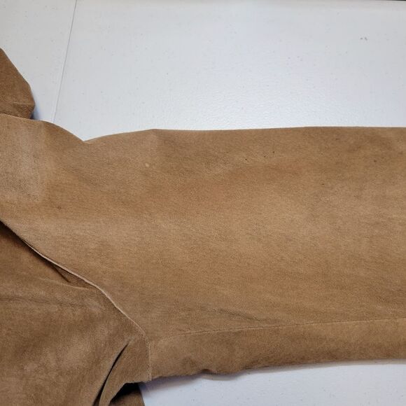 Kim Rogers Leather Schaket Shirt Jacket Snap Closures Tan Women's Size XL - Picture 11 of 13